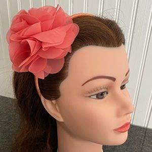 J crew rose flower ribbon headband new coral